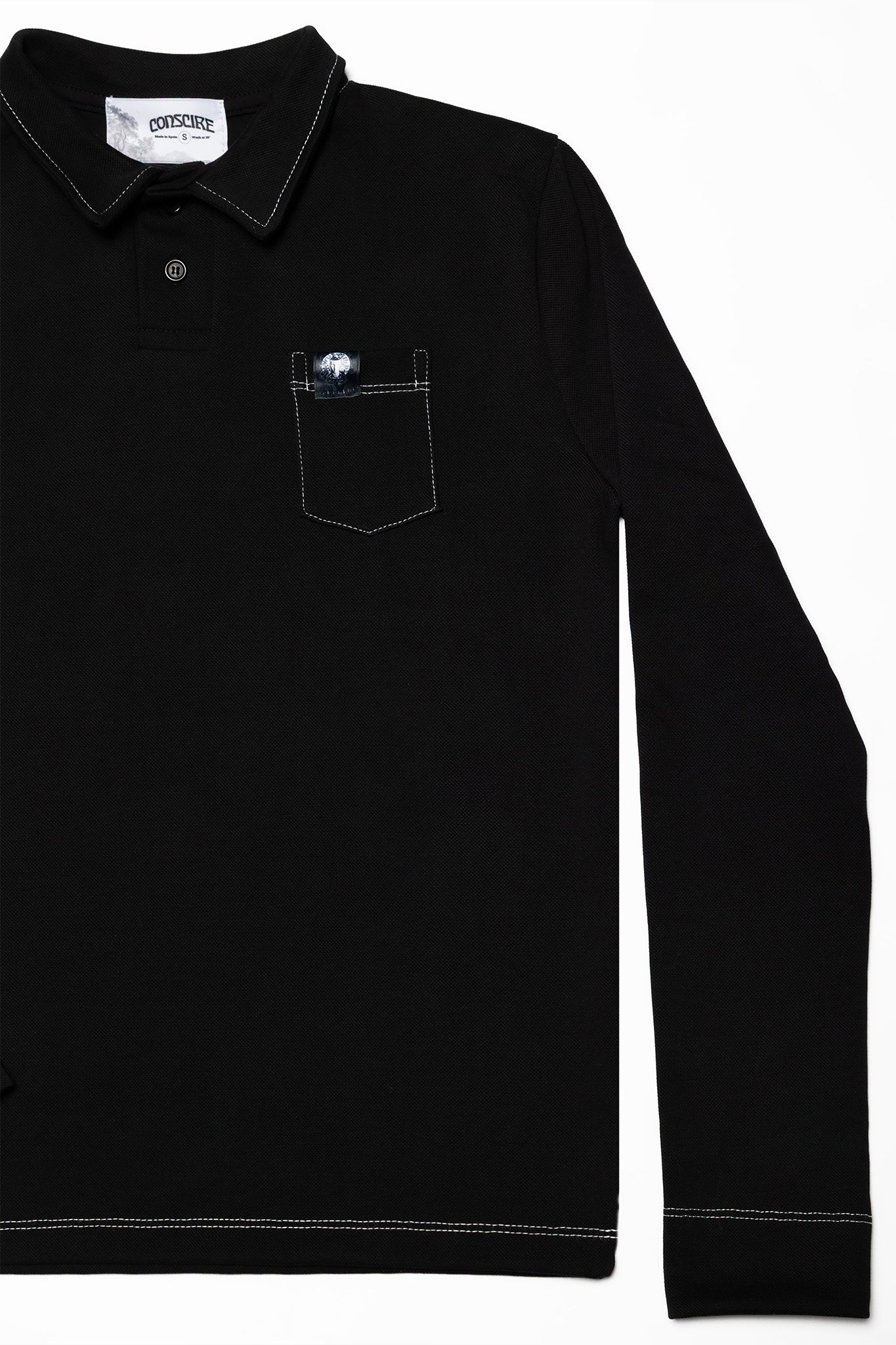 Black Polo Shirt White Stitching
