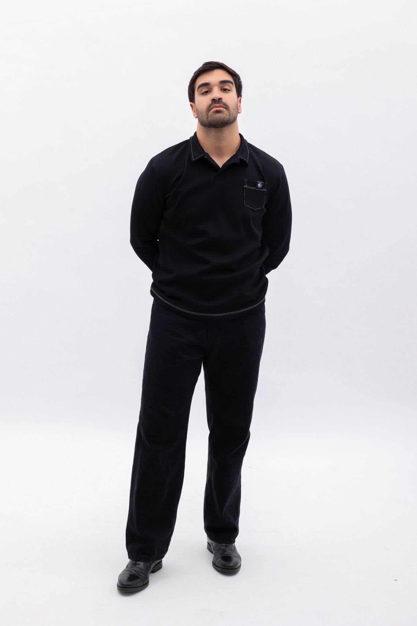 Long Sleeve Polo Model Front