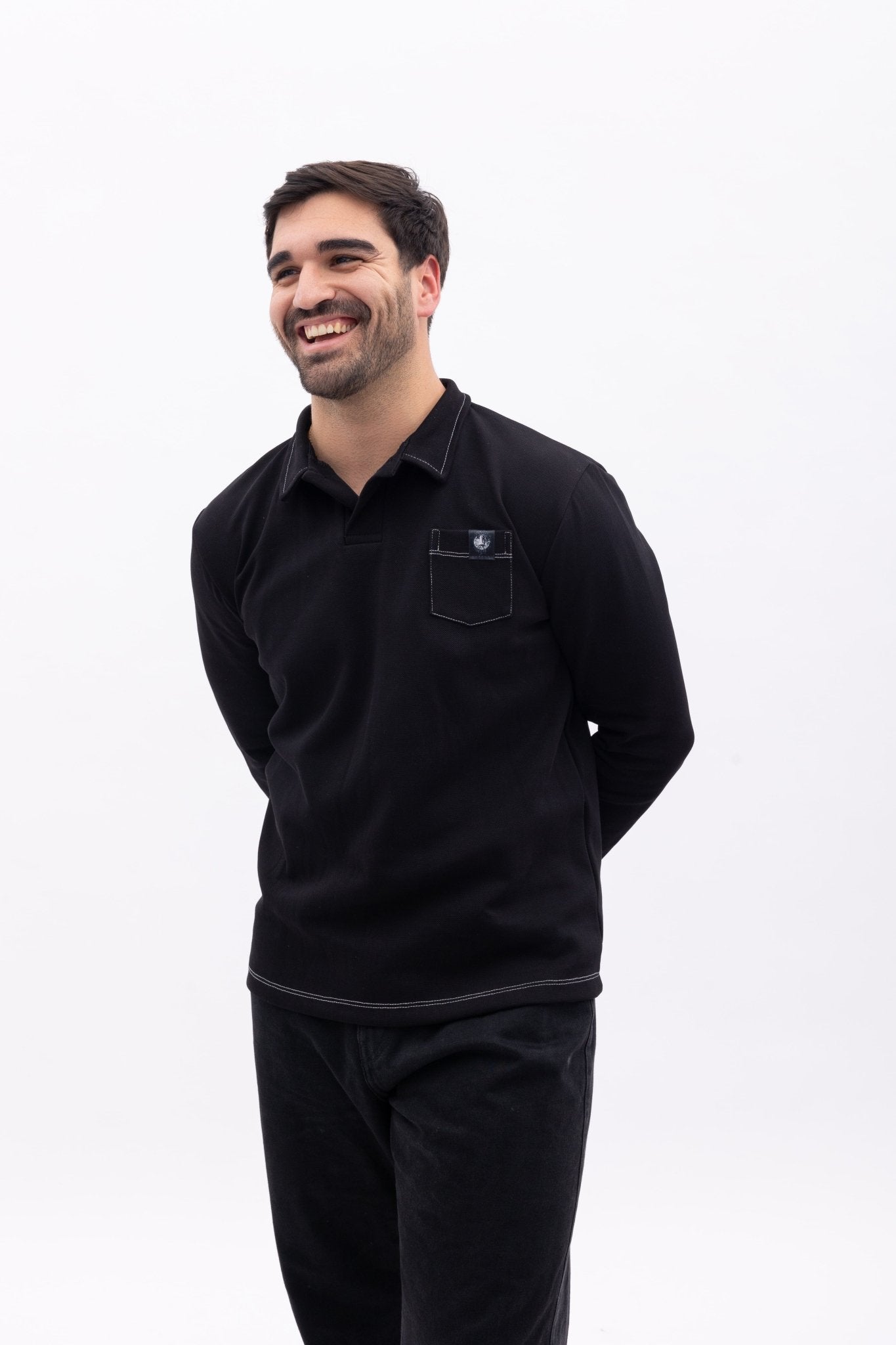 Long Sleeve Polo Product Shot Model