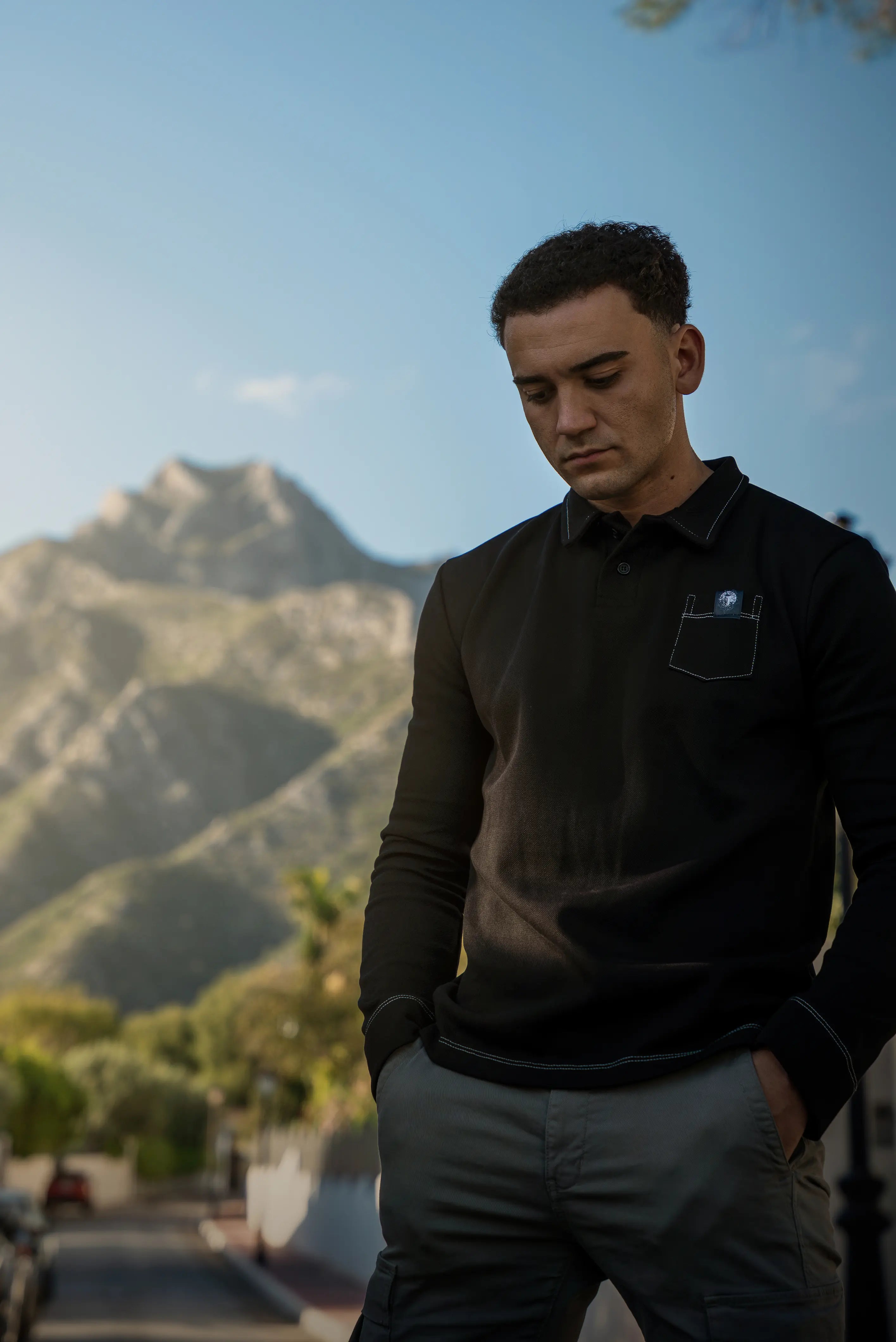 Outdoor Polo Shirt Mountain Scenery
