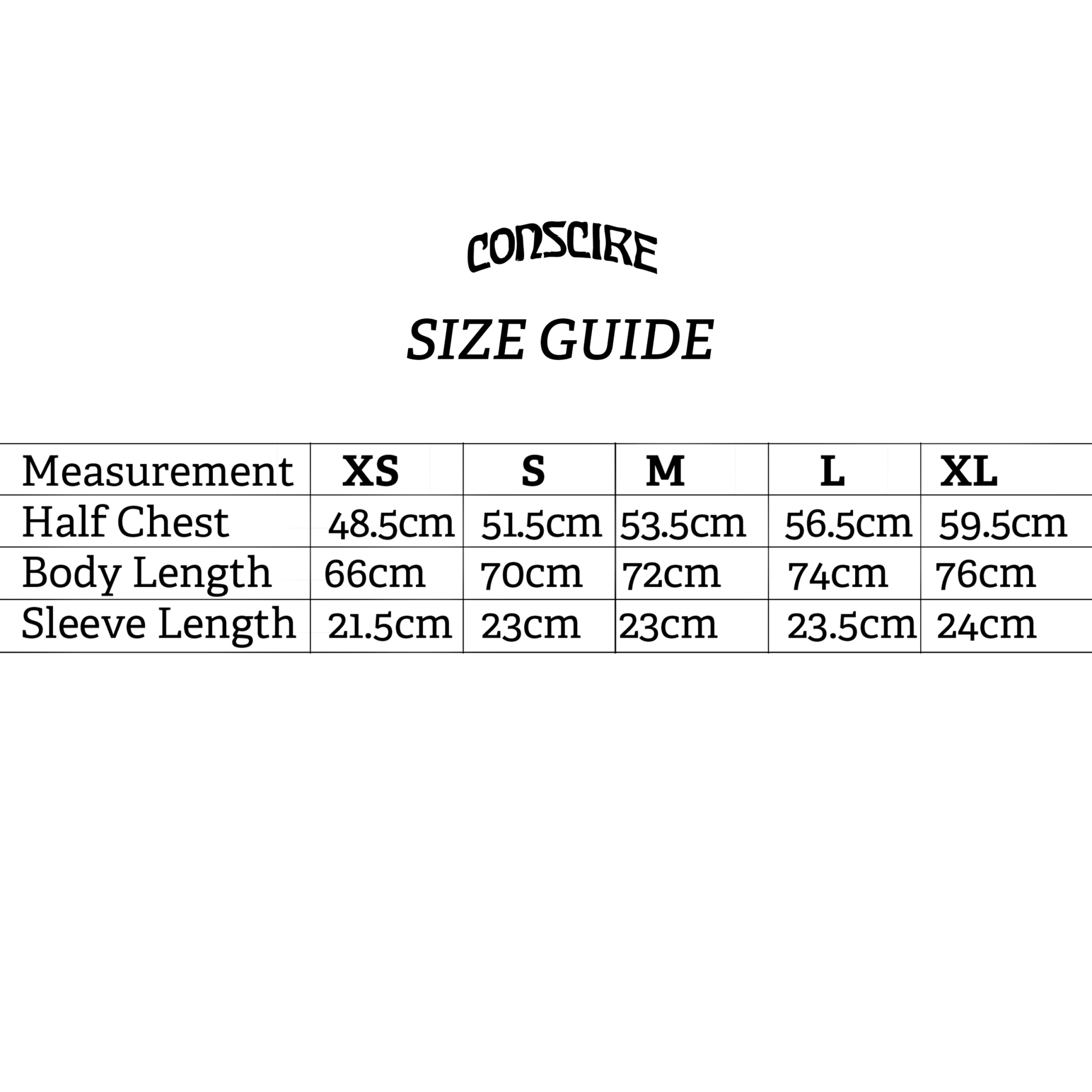Size Guide T-Shirt